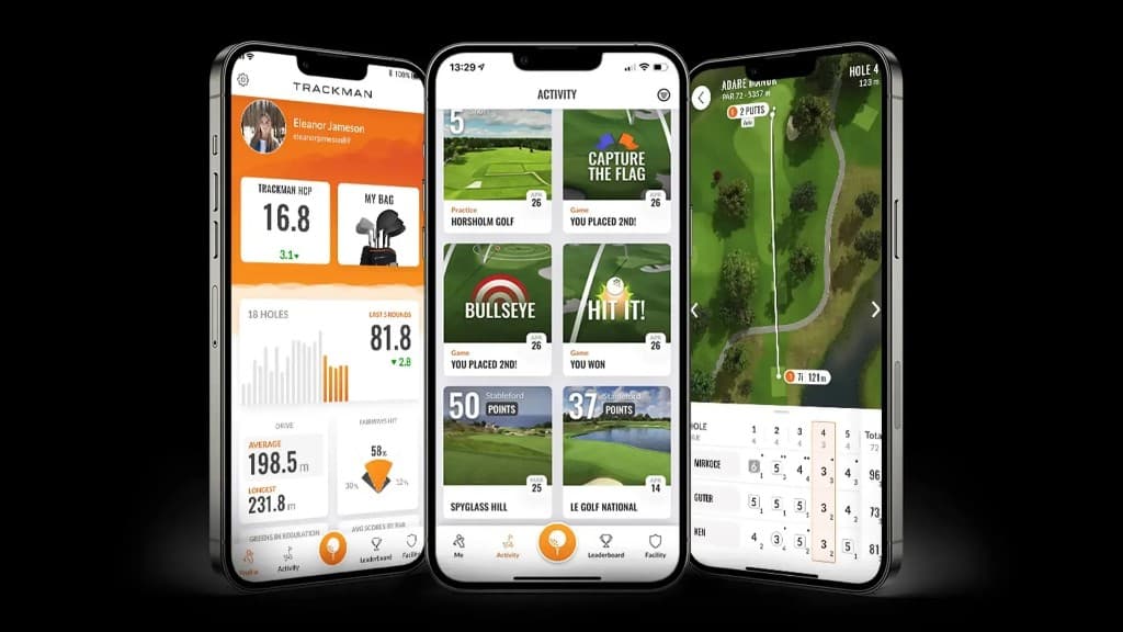 TrackMan appið: prófíll, virkni og völlur á símaskjám